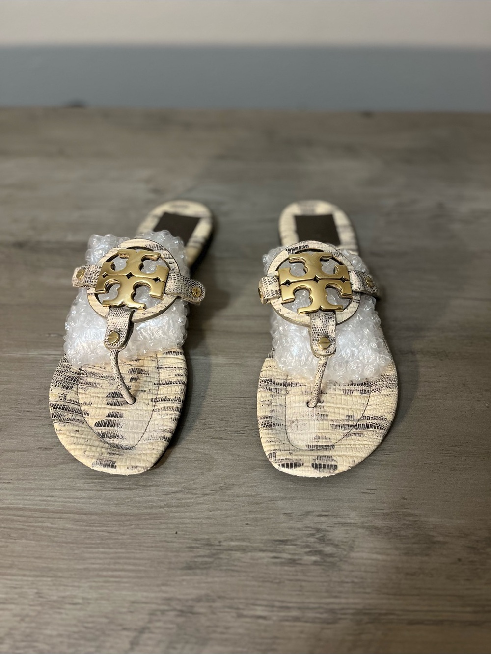 Tory Burch Miller Snake Print Thong Sandals